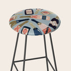 French Champagne Collection - Navy & Coral Stool Gallery Image 2