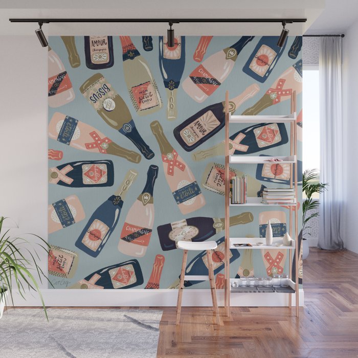 French Champagne Collection - Navy & Coral Wall Mural Gallery Image 1