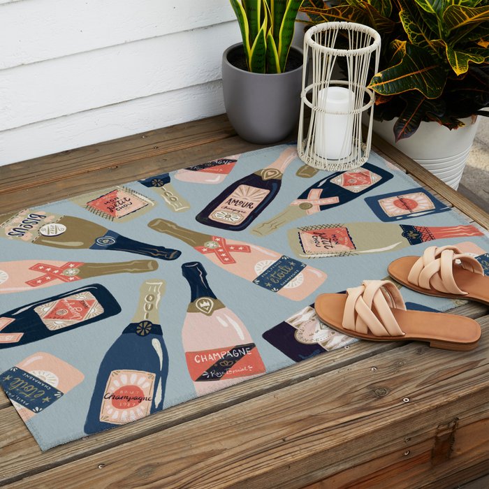 French Champagne Collection â Navy & Coral Outdoor Rug Gallery Image 2
