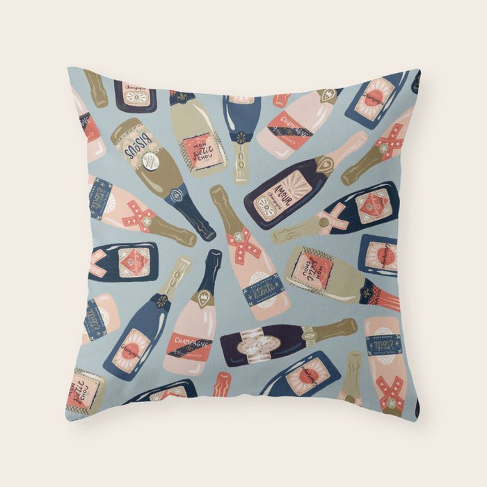 French Champagne Collection - Navy & Coral Throw Pillow Gallery Image 1