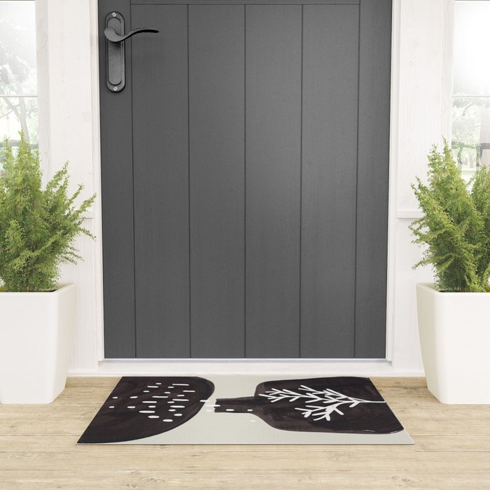 Mid Century Minimalist Black Ink Tribal Vase Abstract Vase Shapes Floral Plant Welcome Mat Gallery Image 3
