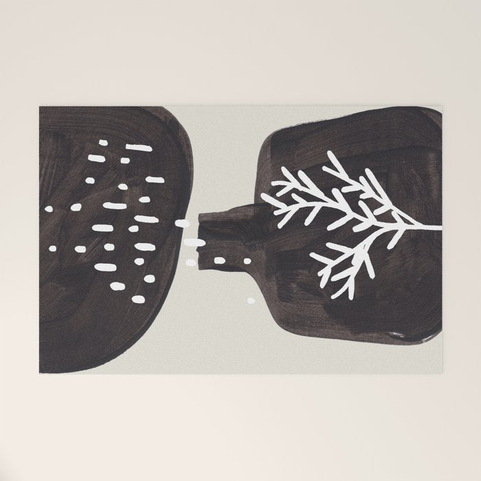 Mid Century Minimalist Black Ink Tribal Vase Abstract Vase Shapes Floral Plant Welcome Mat Gallery Image 1