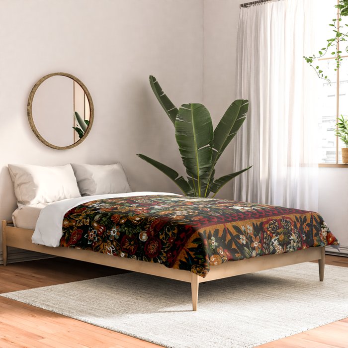 Medieval Unicorn Midnight Floral Garden Comforter Gallery Image 2