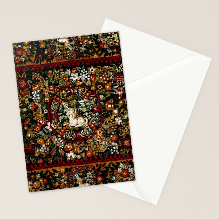 Medieval Unicorn Midnight Floral Garden Stationery Card Gallery Image 2