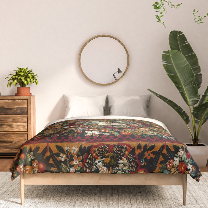 Medieval Unicorn Midnight Floral Garden Comforter Gallery Image 3