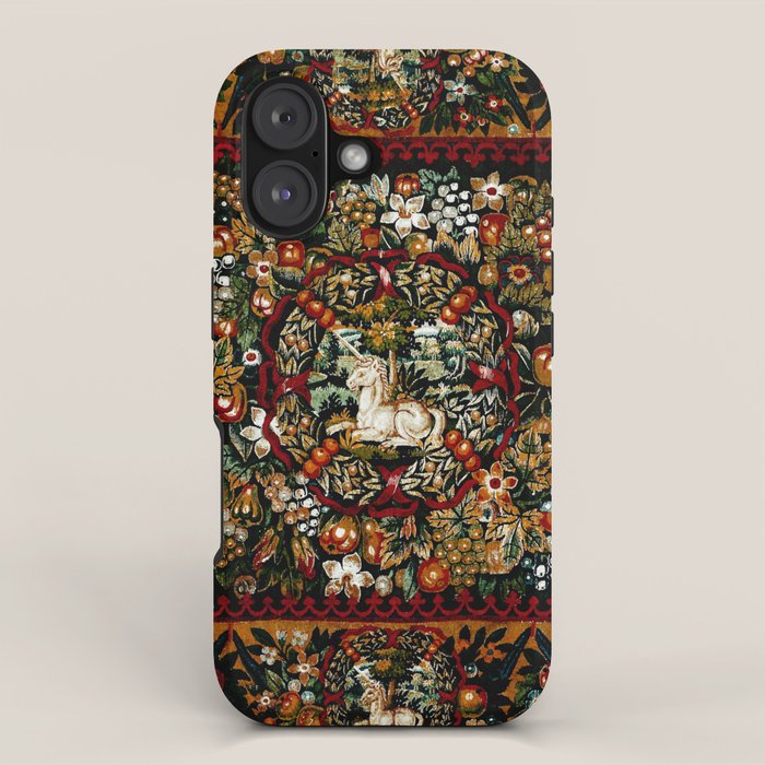 Medieval Unicorn Midnight Floral Garden iPhone Case Gallery Image 1