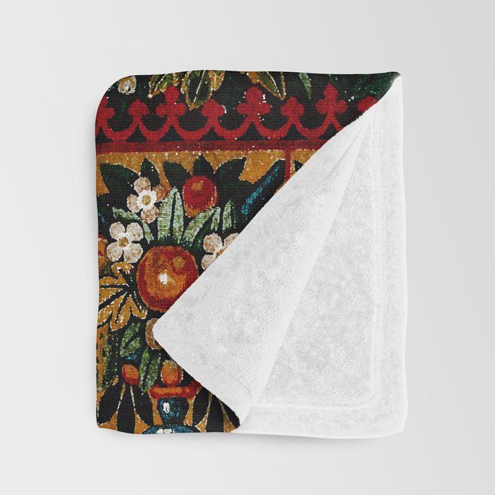 Medieval Unicorn Midnight Floral Garden Throw Blanket Gallery Image 3