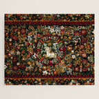 Medieval Unicorn Midnight Floral Garden Jigsaw Puzzle Gallery Image 1