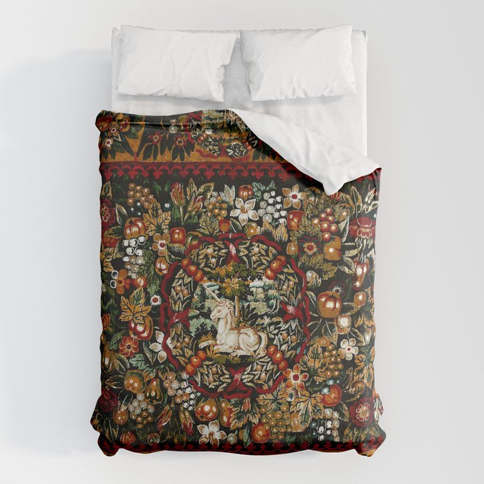 Medieval Unicorn Midnight Floral Garden Duvet Cover Gallery Image 6