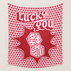 Lucky You Dice in Pink and Red Wall Tapestry Gallery Image 4