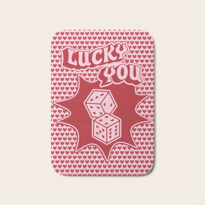 Lucky You Dice in Pink and Red Bath Mat Gallery Image 1