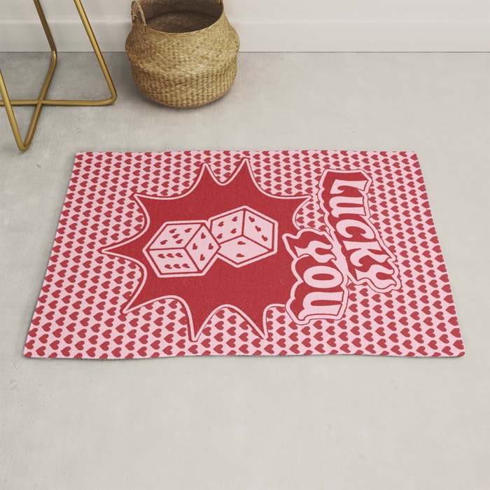 Lucky You Dice in Pink and Red Rug Gallery Image 1