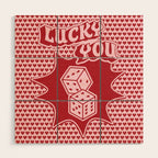 Lucky You Dice in Pink and Red Wood Wall Art Gallery Image 1