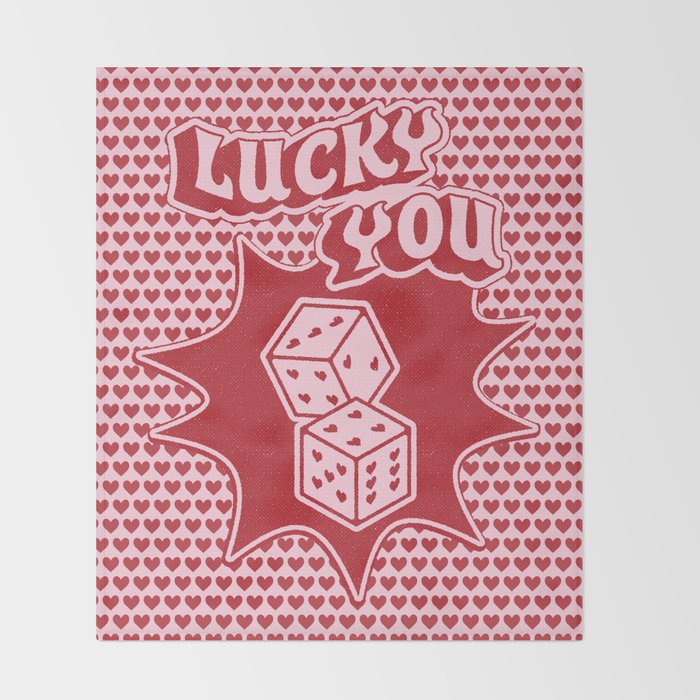 Lucky You Dice in Pink and Red Throw Blanket Gallery Image 2