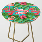 Flamingo birds and tropical garden          watercolor Side Table Gallery Image 2