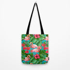 Flamingo birds and tropical garden          watercolor Tote Bag Gallery Image 2