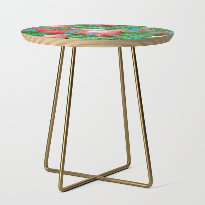 Flamingo birds and tropical garden          watercolor Side Table Gallery Image 1