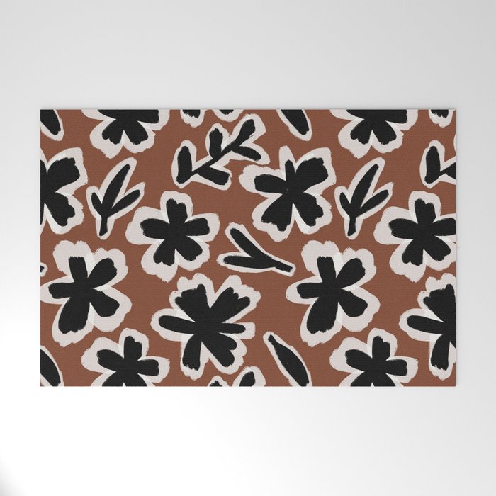 Black Florals #2 Welcome Mat Gallery Image 1