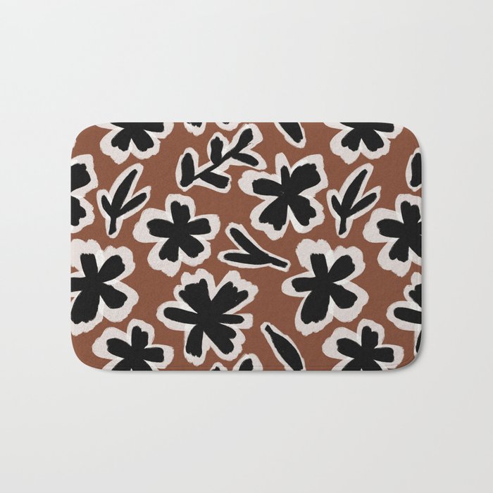Black Florals #2 Bath Mat Gallery Image 1