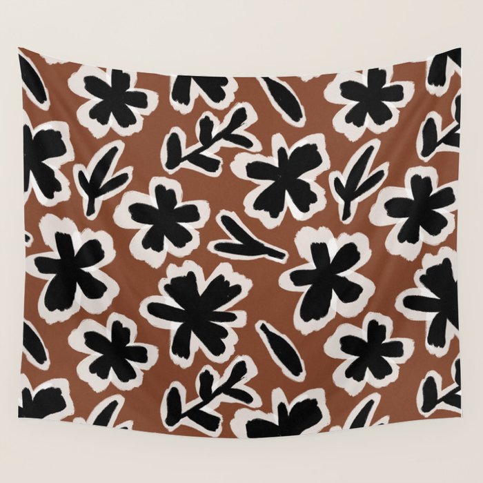 Black Florals #2 Wall Tapestry Gallery Image 4