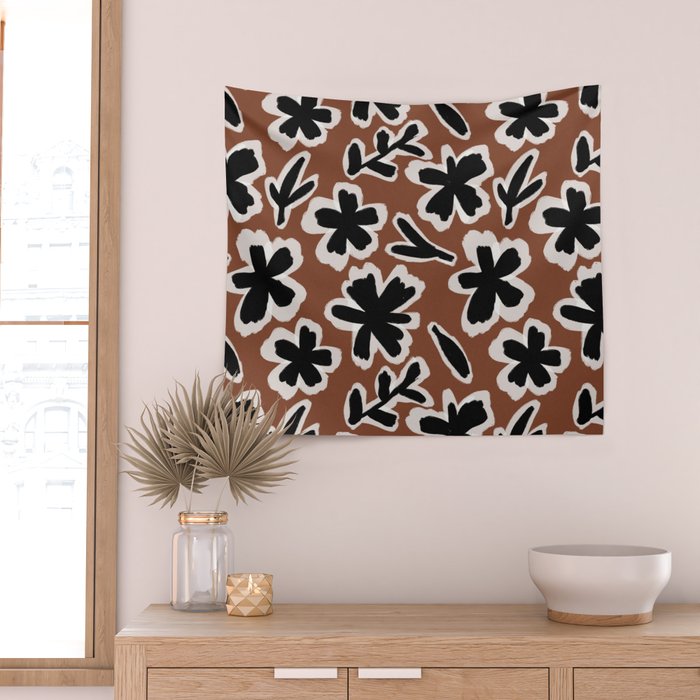 Black Florals #2 Wall Tapestry Gallery Image 2