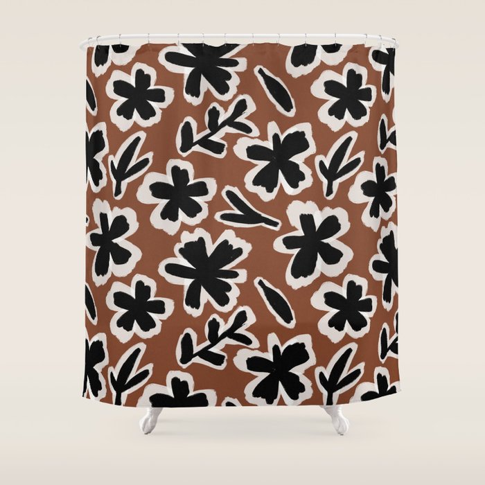 Black Florals #2 Shower Curtain Gallery Image 1