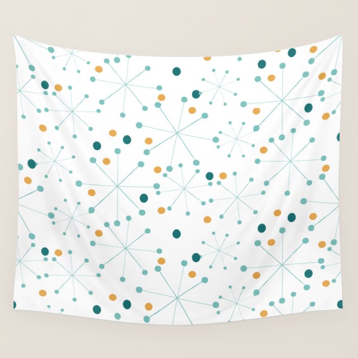 Mid-Century Modern Art Atomic StarDots Pattern 1.0 Wall Tapestry Gallery Image 1