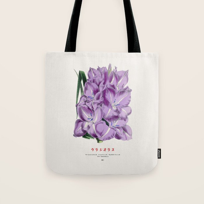 Gladiolus Japanese Botanical Chart Tote Bag Gallery Image 1