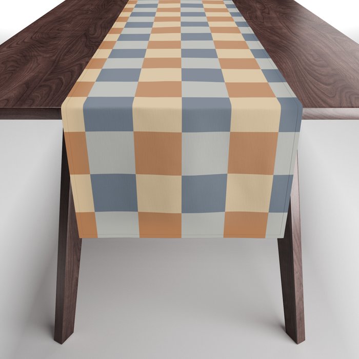 Checkered Multicolor Pattern VI Earthy Natural Table Runner Gallery Image 1
