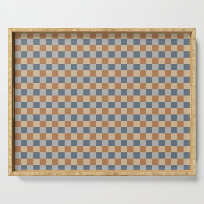 Checkered Multicolor Pattern VI Earthy Natural Serving Tray Gallery Image 1