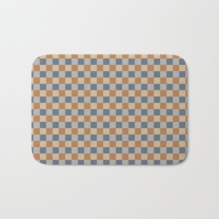 Checkered Multicolor Pattern VI Earthy Natural Bath Mat Gallery Image 1