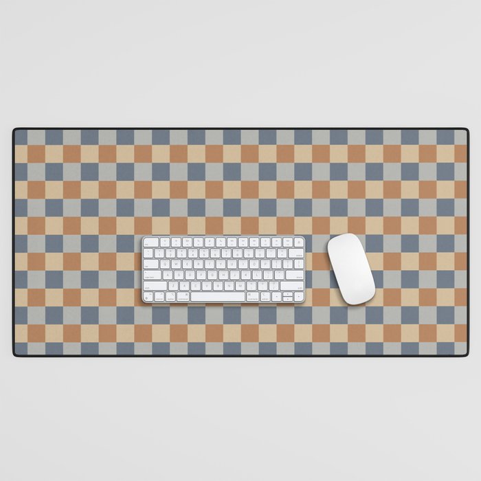 Checkered Multicolor Pattern VI Earthy Natural Desk Mat Gallery Image 1