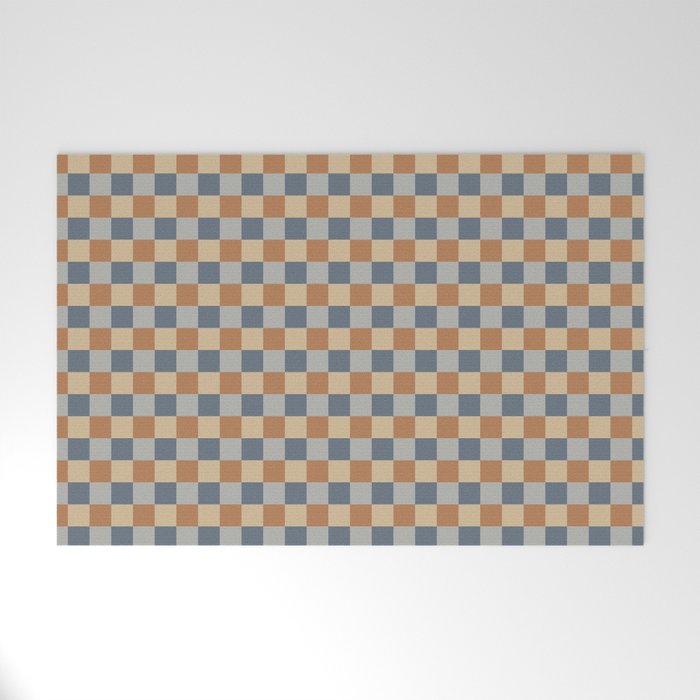 Checkered Multicolor Pattern VI Earthy Natural Welcome Mat Gallery Image 1