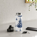 Christmas Trees and Snow, Blue and White Water Bottle Gallery Image 4
