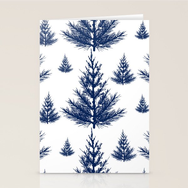 Christmas Trees and Snow, Blue and White Stationery Card Gallery Image 2
