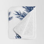 Christmas Trees and Snow, Blue and White Throw Blanket Gallery Image 3