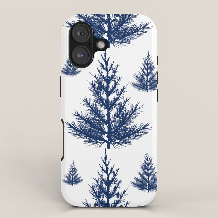 Christmas Trees and Snow, Blue and White iPhone Case Gallery Image 1