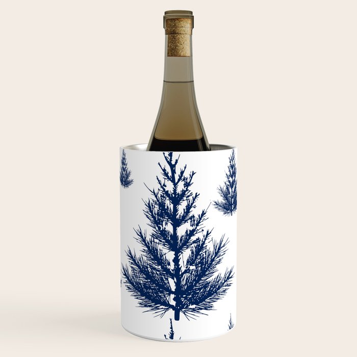 Christmas Trees and Snow, Blue and White Wine Chiller Gallery Image 1