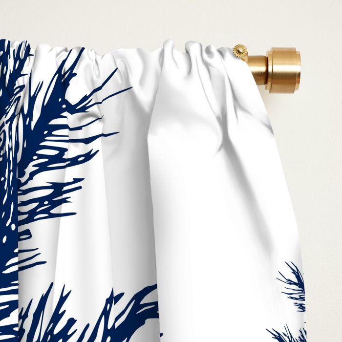 Christmas Trees and Snow, Blue and White Window Curtain Gallery Image 2