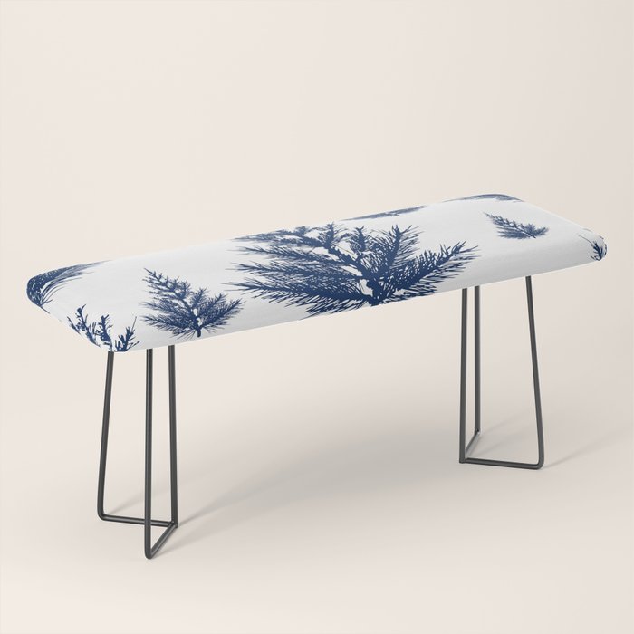 Christmas Trees and Snow, Blue and White Bench Gallery Image 1