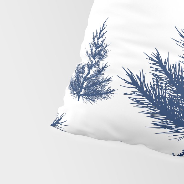 Christmas Trees and Snow, Blue and White Pillow Sham Gallery Image 4