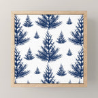 Christmas Trees and Snow, Blue and White Mini Art Print Gallery Image 1