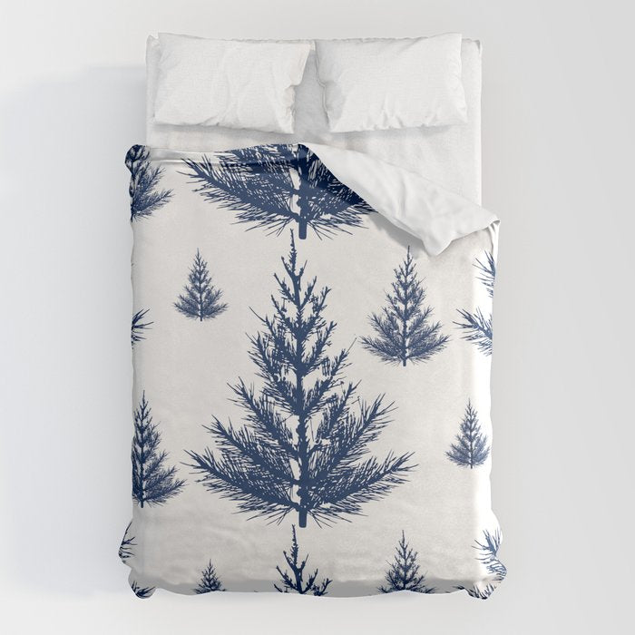 Christmas Trees and Snow, Blue and White Duvet Cover Gallery Image 6