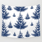 Christmas Trees and Snow, Blue and White Wall Tapestry Gallery Image 4