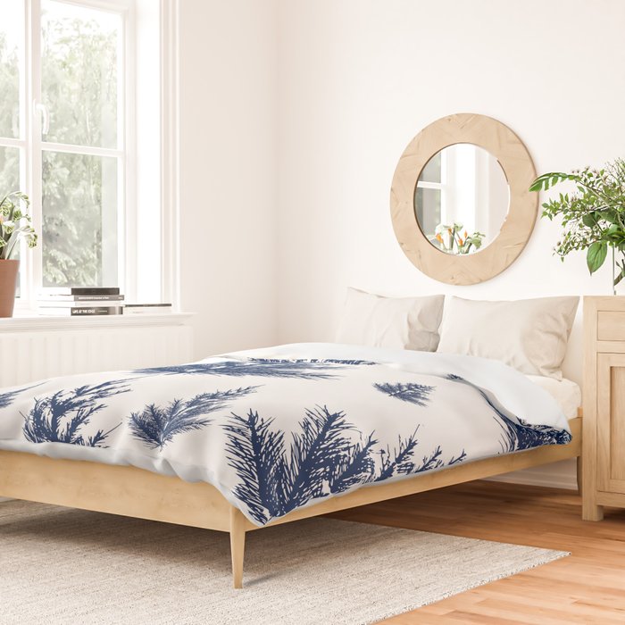Christmas Trees and Snow, Blue and White Duvet Cover Gallery Image 2