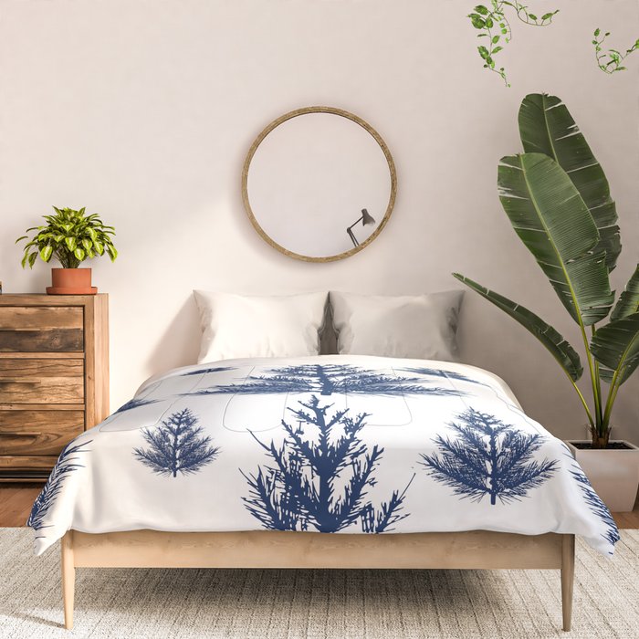 Christmas Trees and Snow, Blue and White Comforter Gallery Image 3