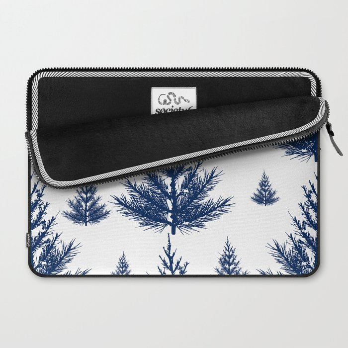 Christmas Trees and Snow, Blue and White Laptop Sleeve Gallery Image 2