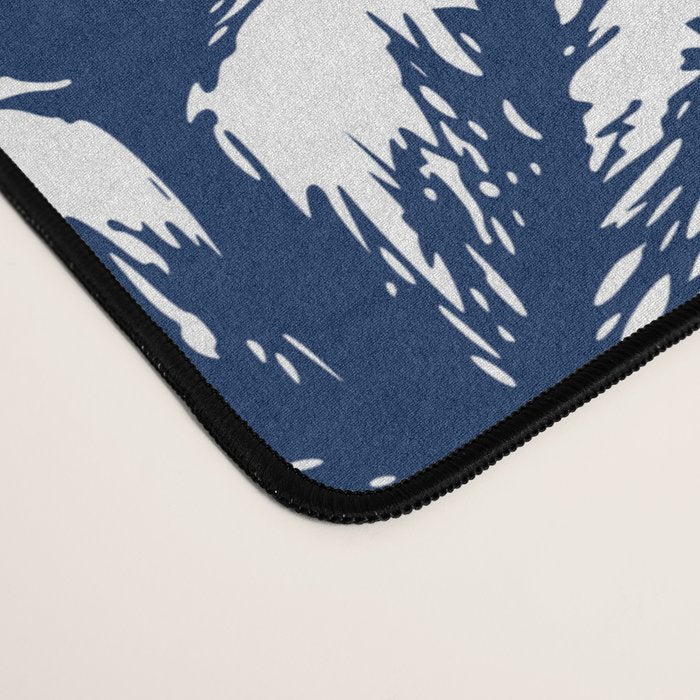 Christmas Trees and Snow, Blue and White Desk Mat Gallery Image 4