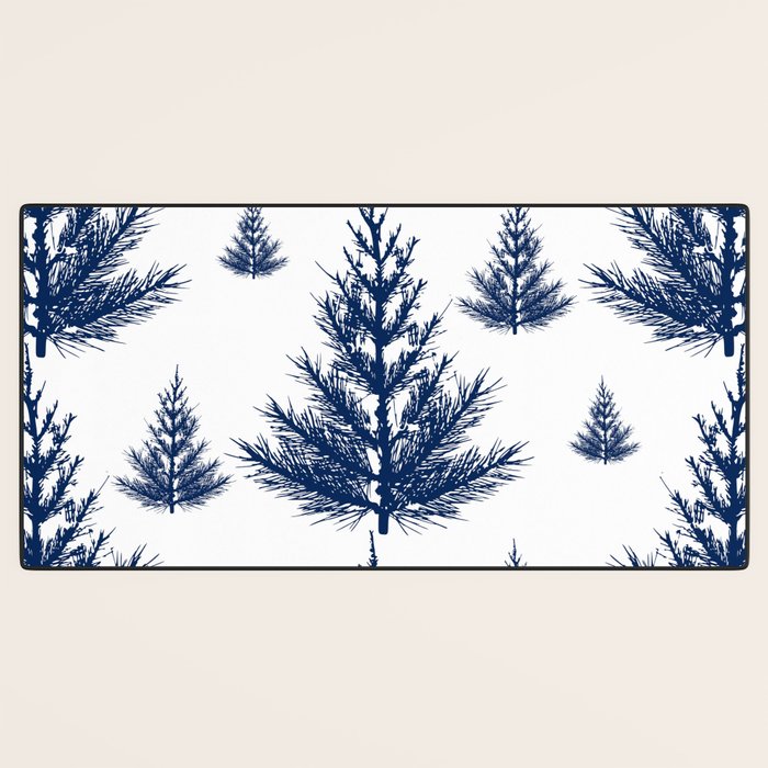 Christmas Trees and Snow, Blue and White Desk Mat Gallery Image 3