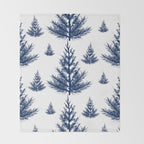 Christmas Trees and Snow, Blue and White Throw Blanket Gallery Image 2